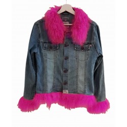 Jeans Jacke Tibet Lamm pink