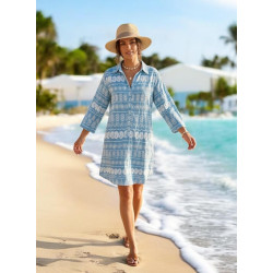 Tunika Kleid blau mit...