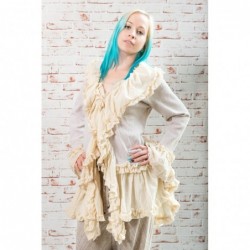 Volant Cardigan Hippie Style  Farbe beige