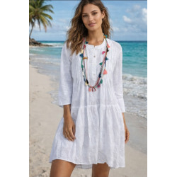 Tunika Kleid weiss bestickt