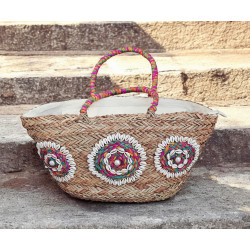 Korbtasche Muschel Blumen