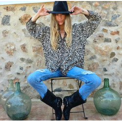Seiden Bluse Zebra