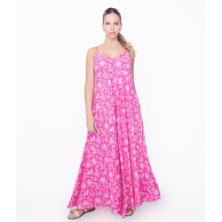 Seiden Maxi Trägerkleid Pink