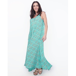 Seiden Maxi Trägerkleid Türkis