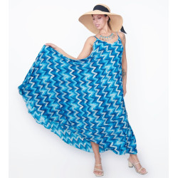 Seiden Maxi Trägerkleid  Blau