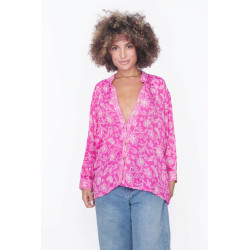 Langarm Bluse Seide Pink