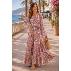 Wickelkleid Boho Seide Leo...