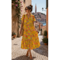 Maxikleid - Kurzarm Flowers...