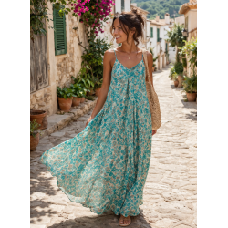 Seiden Maxi Trägerkleid...